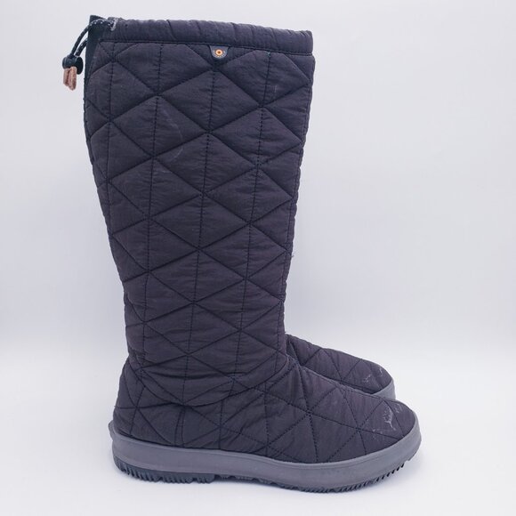 Bogs Women’s 11 Snowday Tall Black Quilted Insulated Waterproof Winter Boots - Picture 1 of 8